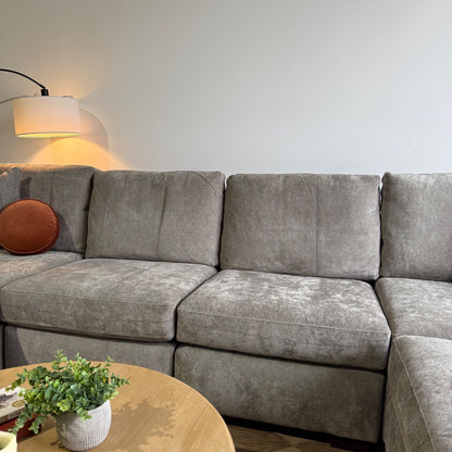 Atlas Modular Double Chaise in Gray Chenille