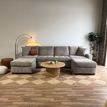 Atlas Modular Double Chaise in Gray Chenille