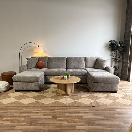 Atlas Modular Double Chaise in Gray Chenille