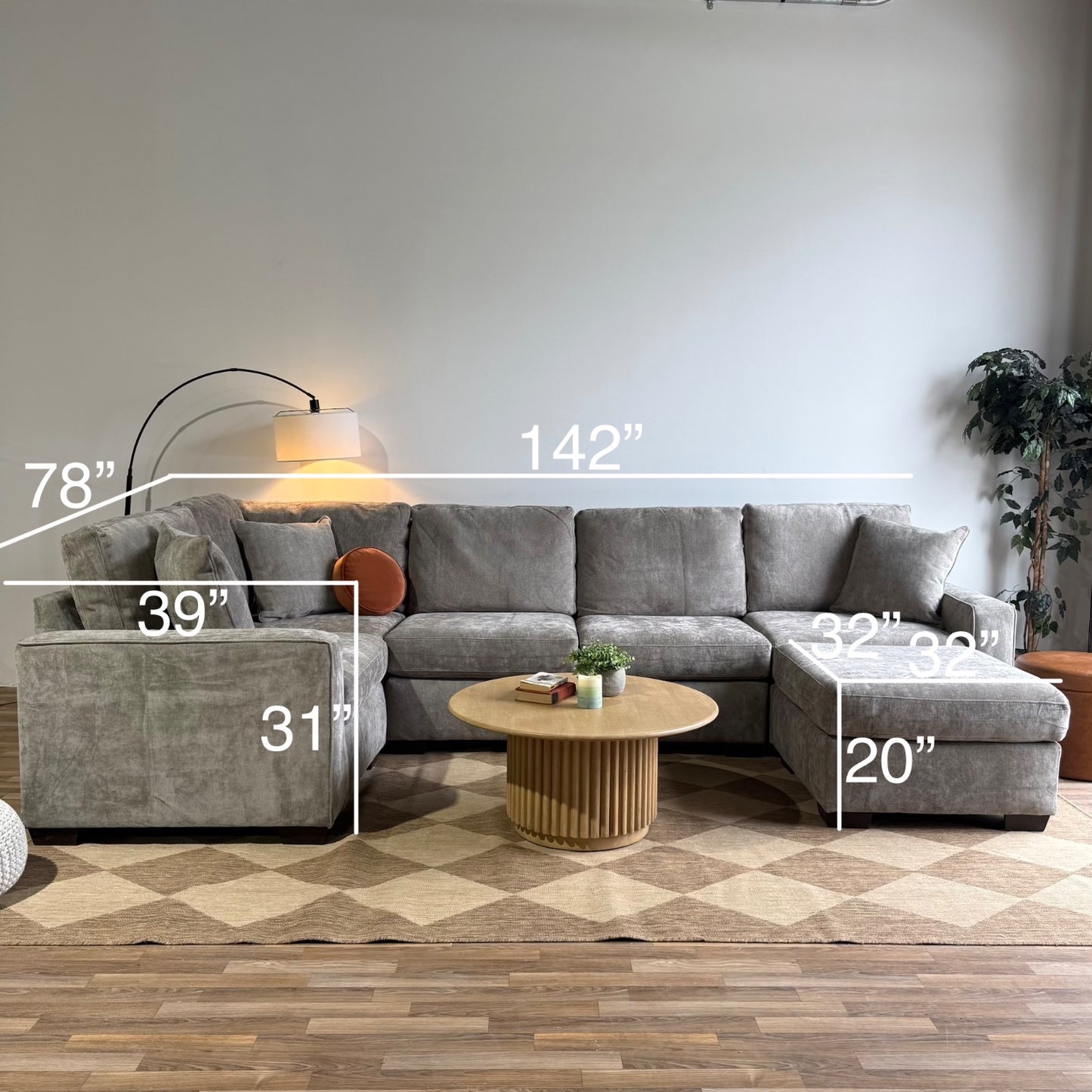 Atlas Modular U-Shape Enclosed in Gray Chenille