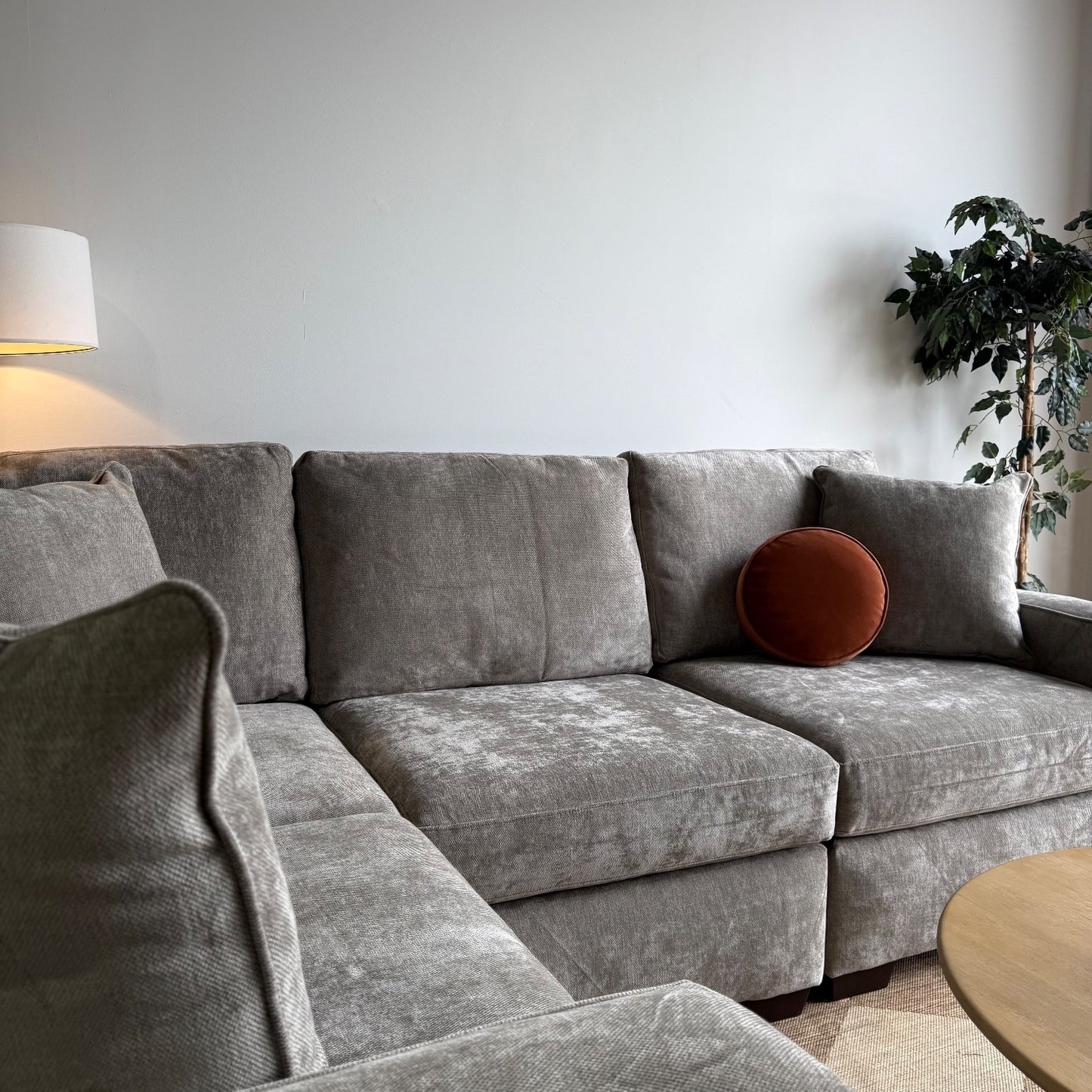 Atlas Modular L-Shape Enclosed in Gray Chenille