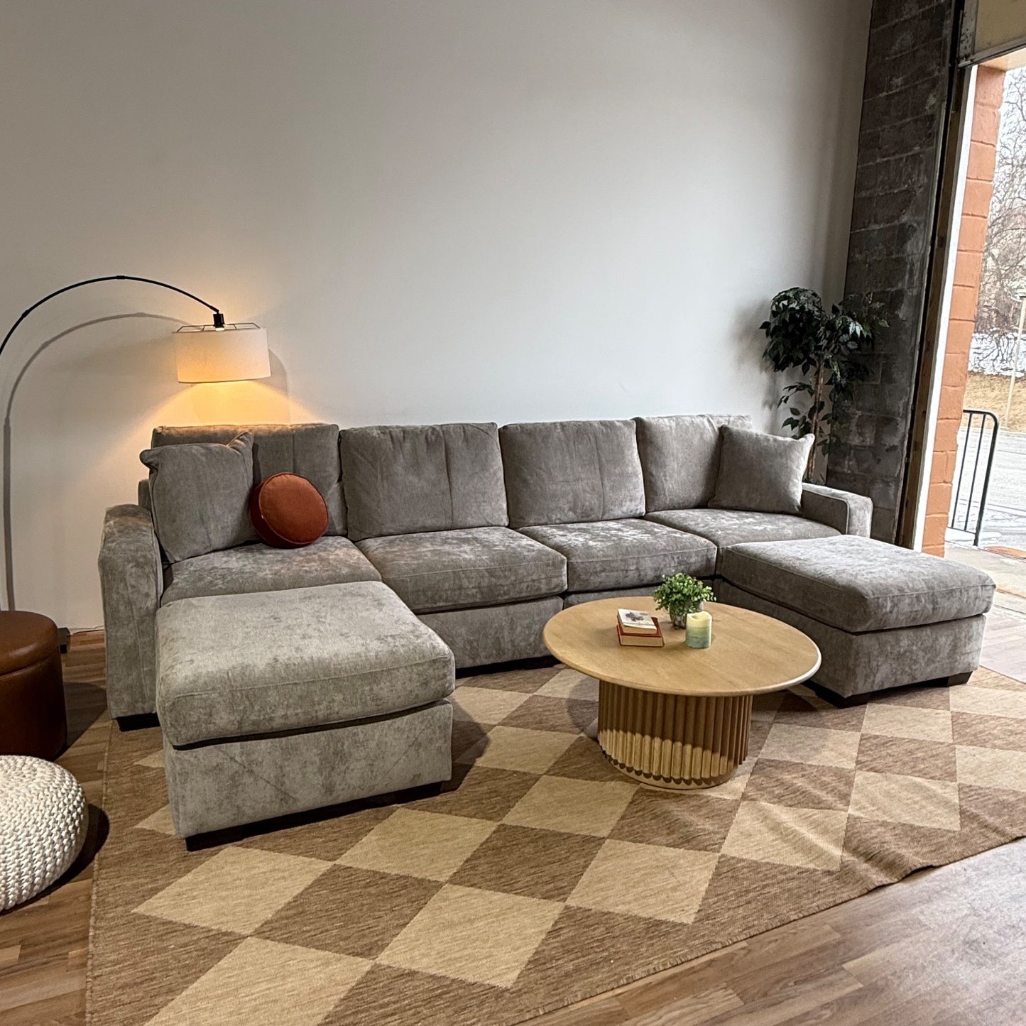 Atlas Modular Double Chaise in Gray Chenille