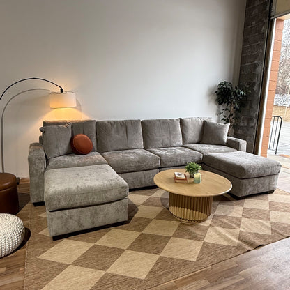 Atlas Modular Double Chaise in Gray Chenille