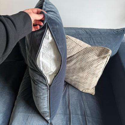 Bellamia Luna Loveseat + Ottoman in Dusty Blue Performance Velvet