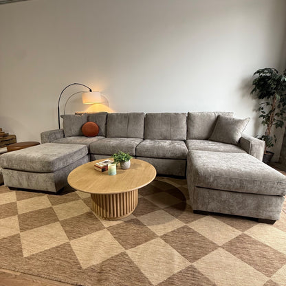 Atlas Modular Double Chaise in Gray Chenille