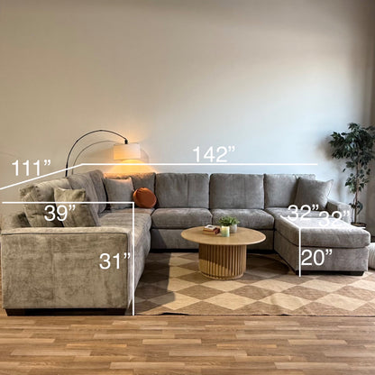 Atlas Modular Grand Corner in Gray Chenille