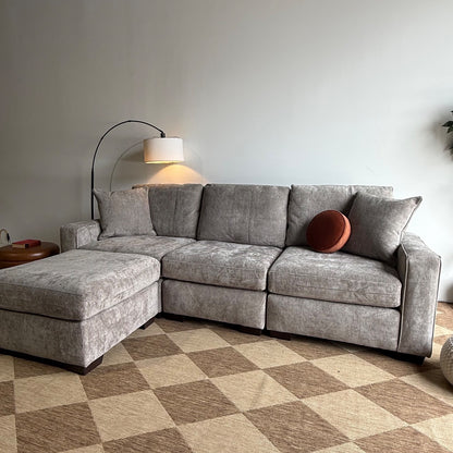 Atlas Modular Sofa w/Ottoman in Gray Chenille