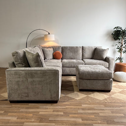 Atlas Modular Corner Sectional w/Ottoman in Gray Chenille