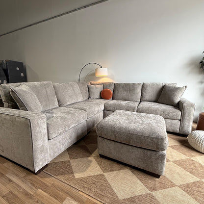 Atlas Modular Corner Sectional w/Ottoman in Gray Chenille