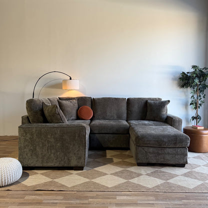 Atlas Modular L-Shape Enclosed w/Ottoman in Brown Chenille