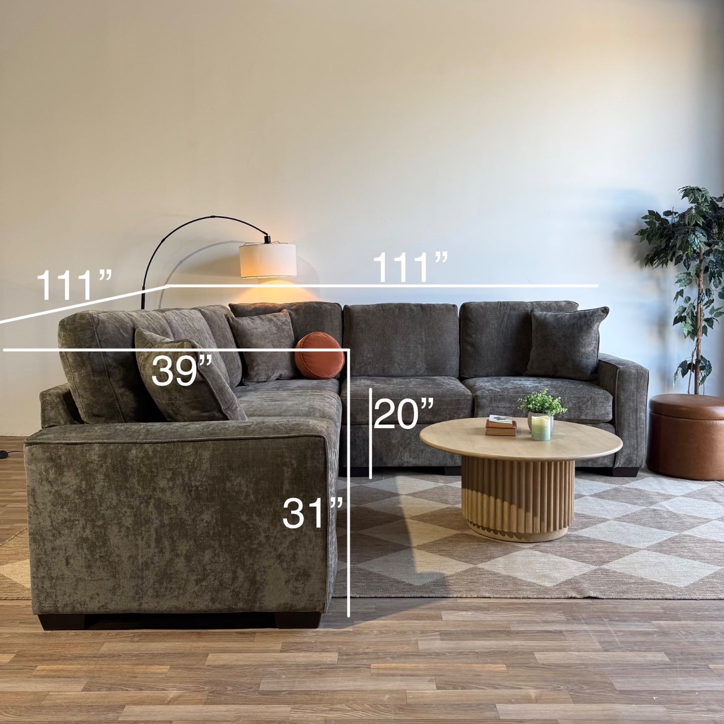 Atlas Modular Corner Sectional in Brown Chenille