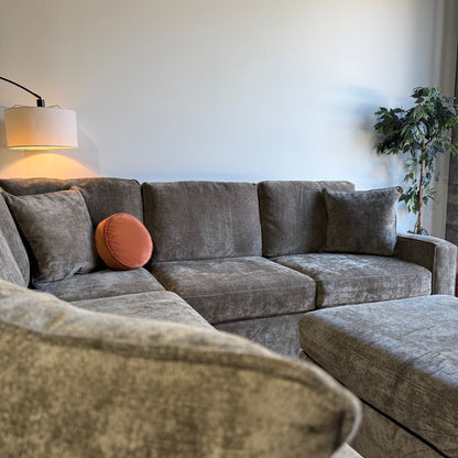 Atlas Modular Corner Sectional w/ Ottoman in Brown Chenille