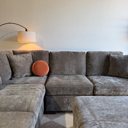 Atlas Modular Corner Sectional w/ Ottoman in Brown Chenille