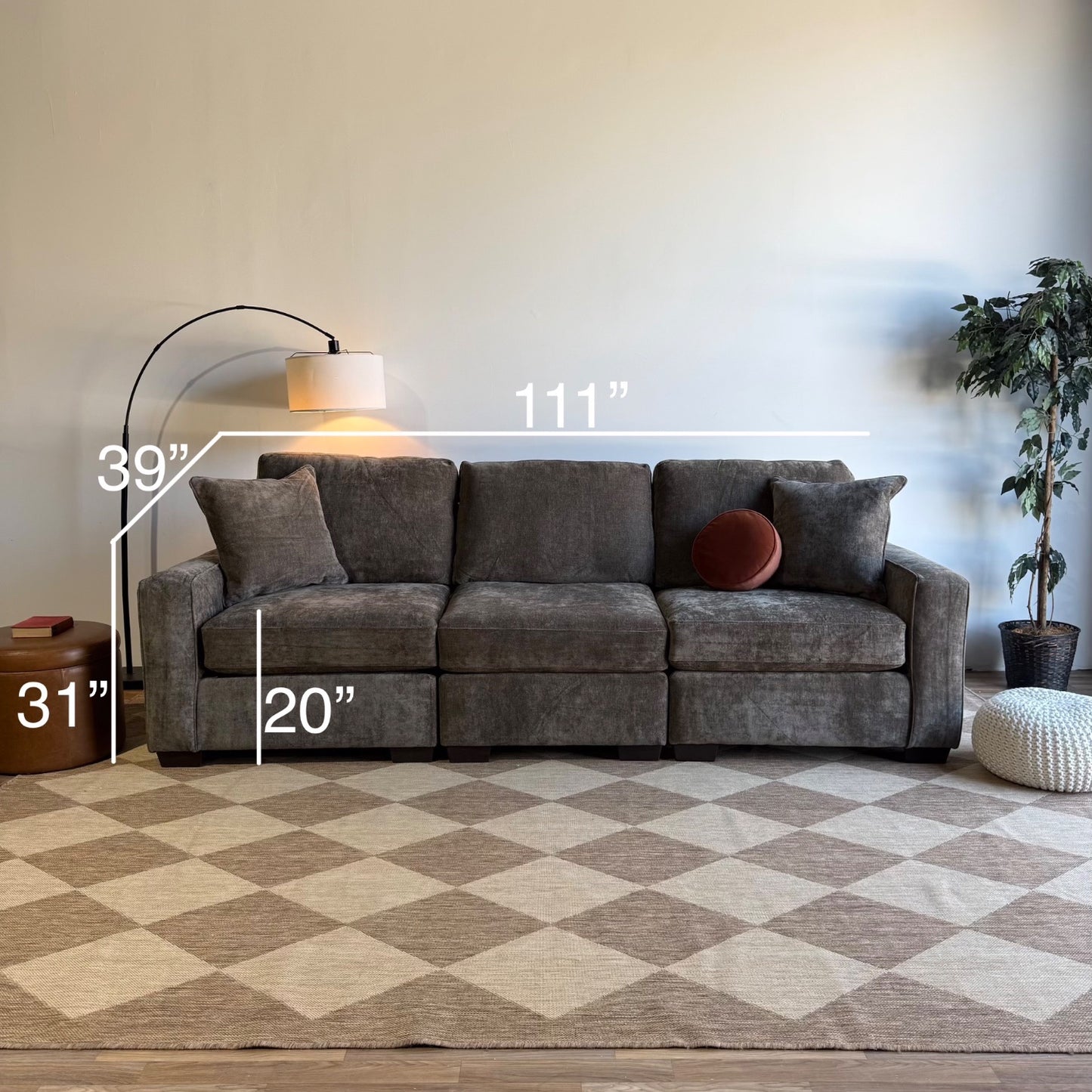 Atlas Modular Sofa in Brown Chenille