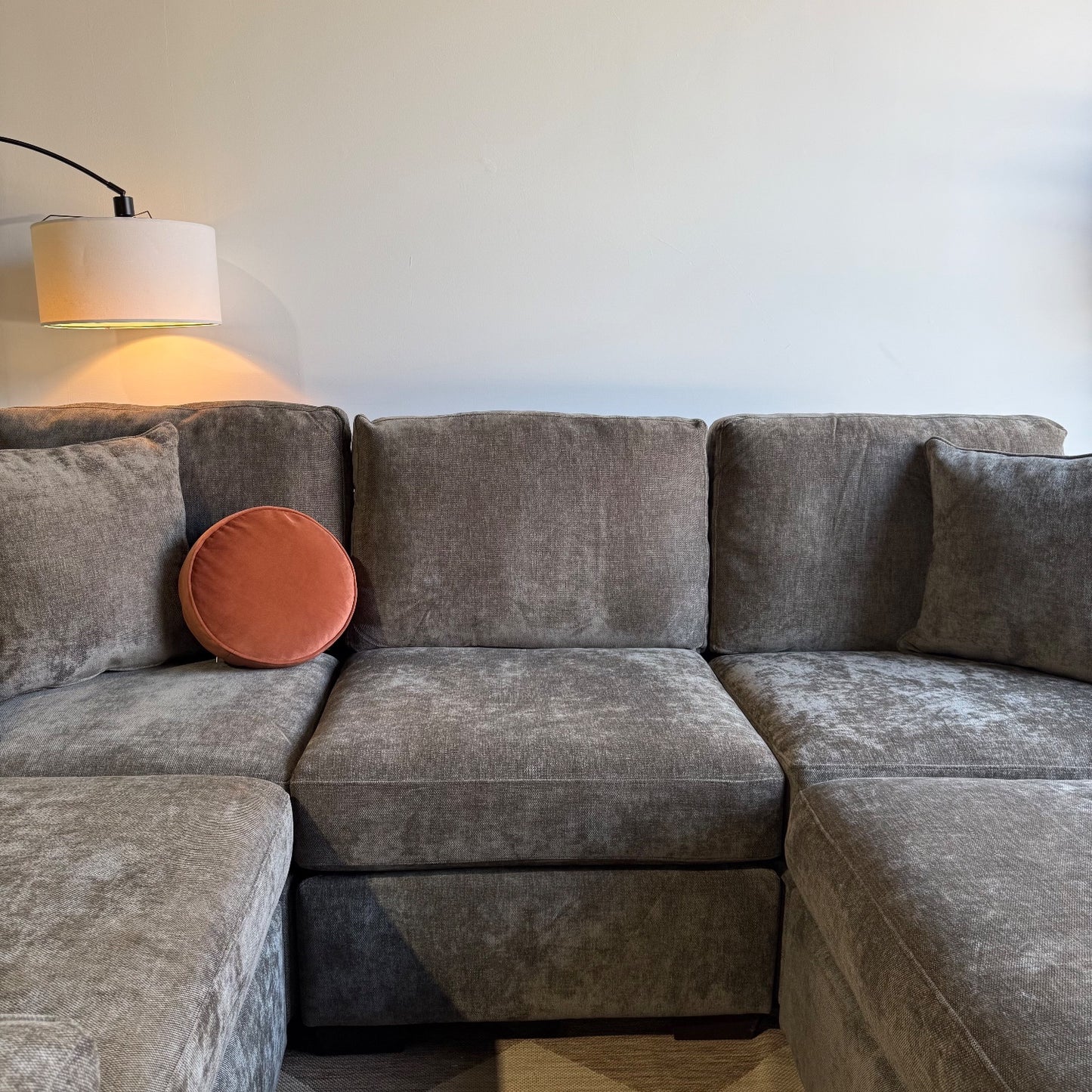 Atlas Modular L-Shape Enclosed w/Ottoman in Brown Chenille