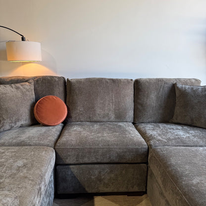 Atlas Modular L-Shape Enclosed w/Ottoman in Brown Chenille