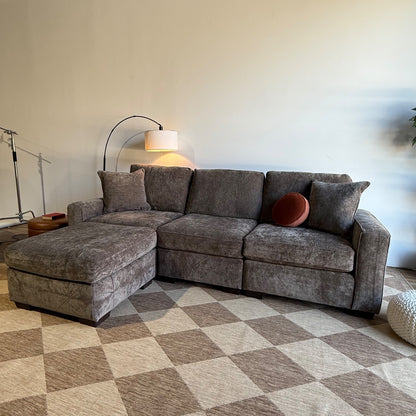 Atlas Modular Sofa w/Ottoman  in Brown Chenille