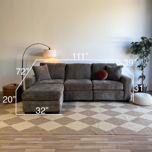 Atlas Modular Sofa w/Ottoman  in Brown Chenille