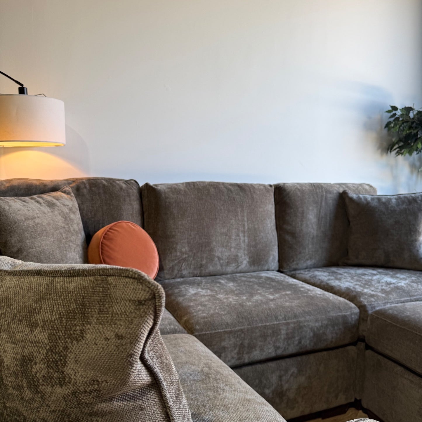 Atlas Modular L-Shape Enclosed w/Ottoman in Brown Chenille