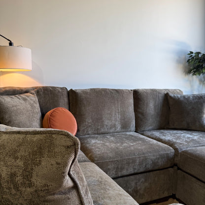 Atlas Modular L-Shape Enclosed w/Ottoman in Brown Chenille