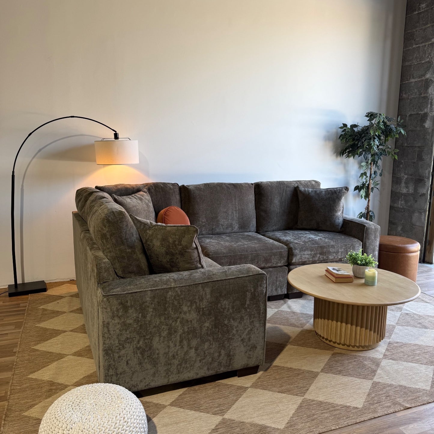 Atlas Modular L-Shape Enclosed in Brown Chenille