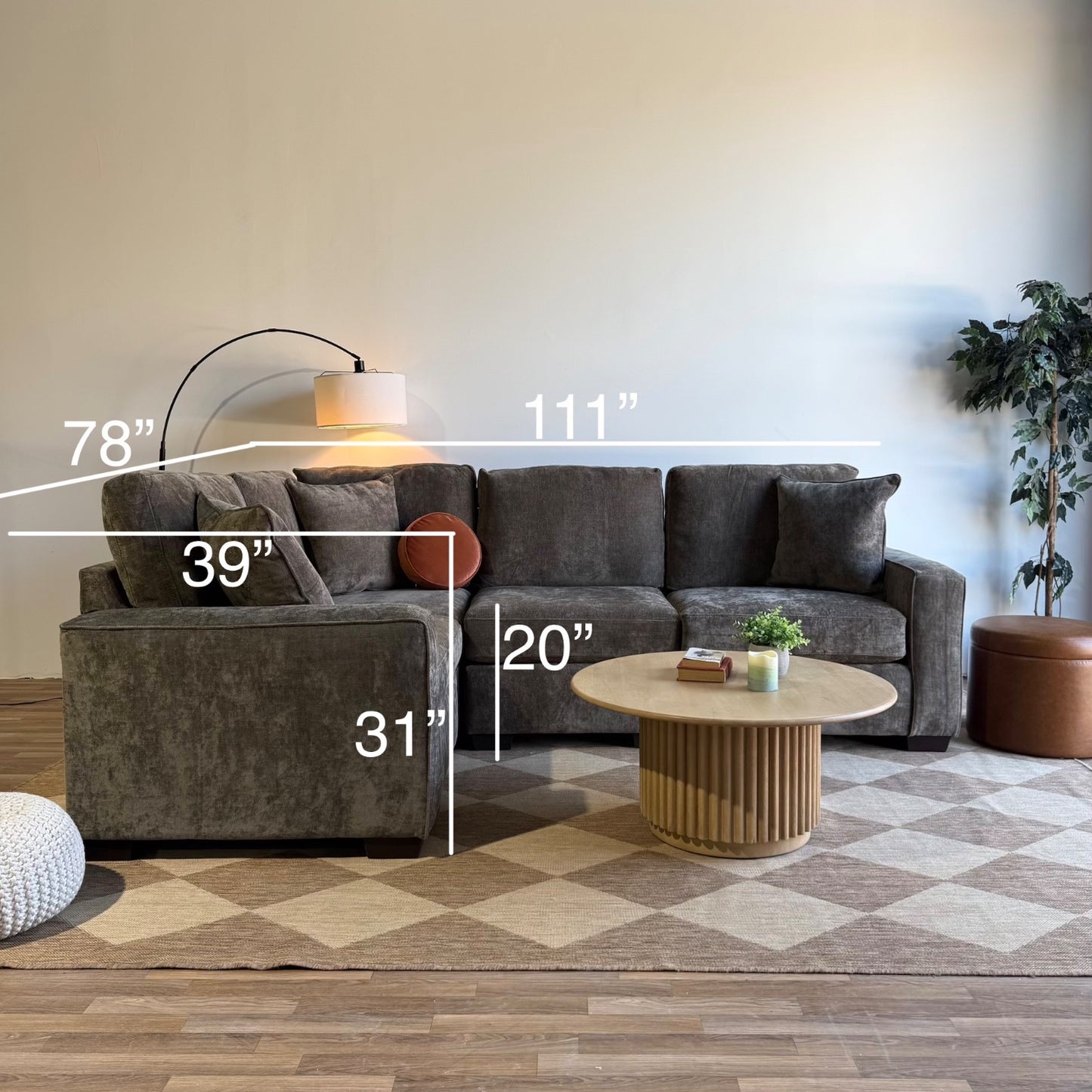 Atlas Modular L-Shape Enclosed in Brown Chenille