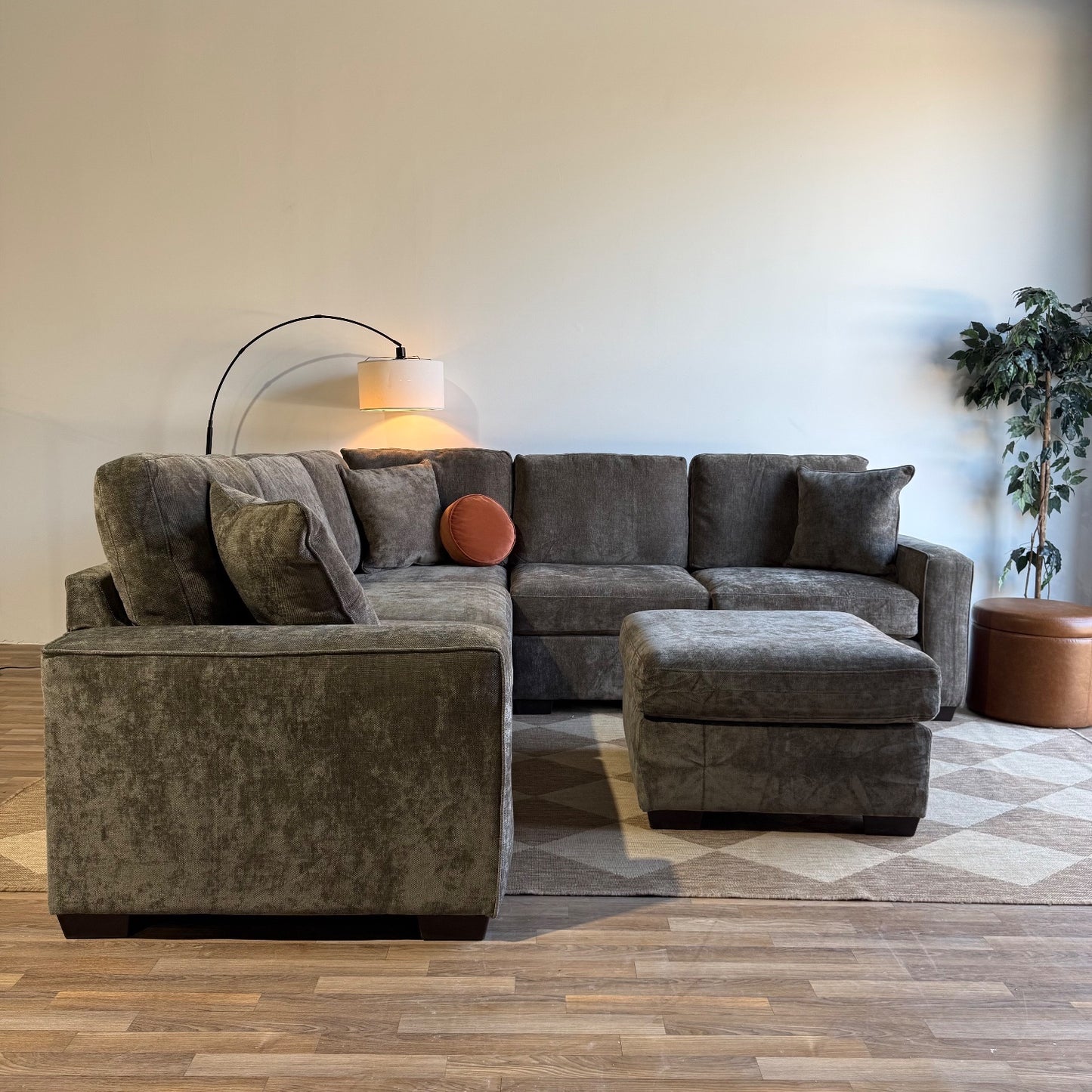 Atlas Modular Corner Sectional w/ Ottoman in Brown Chenille