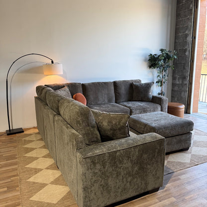 Atlas Modular Corner Sectional w/ Ottoman in Brown Chenille