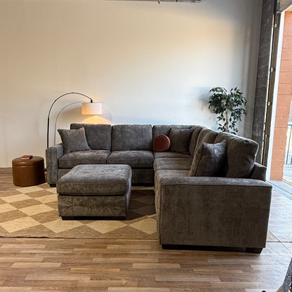 Atlas Modular Corner Sectional w/ Ottoman in Brown Chenille