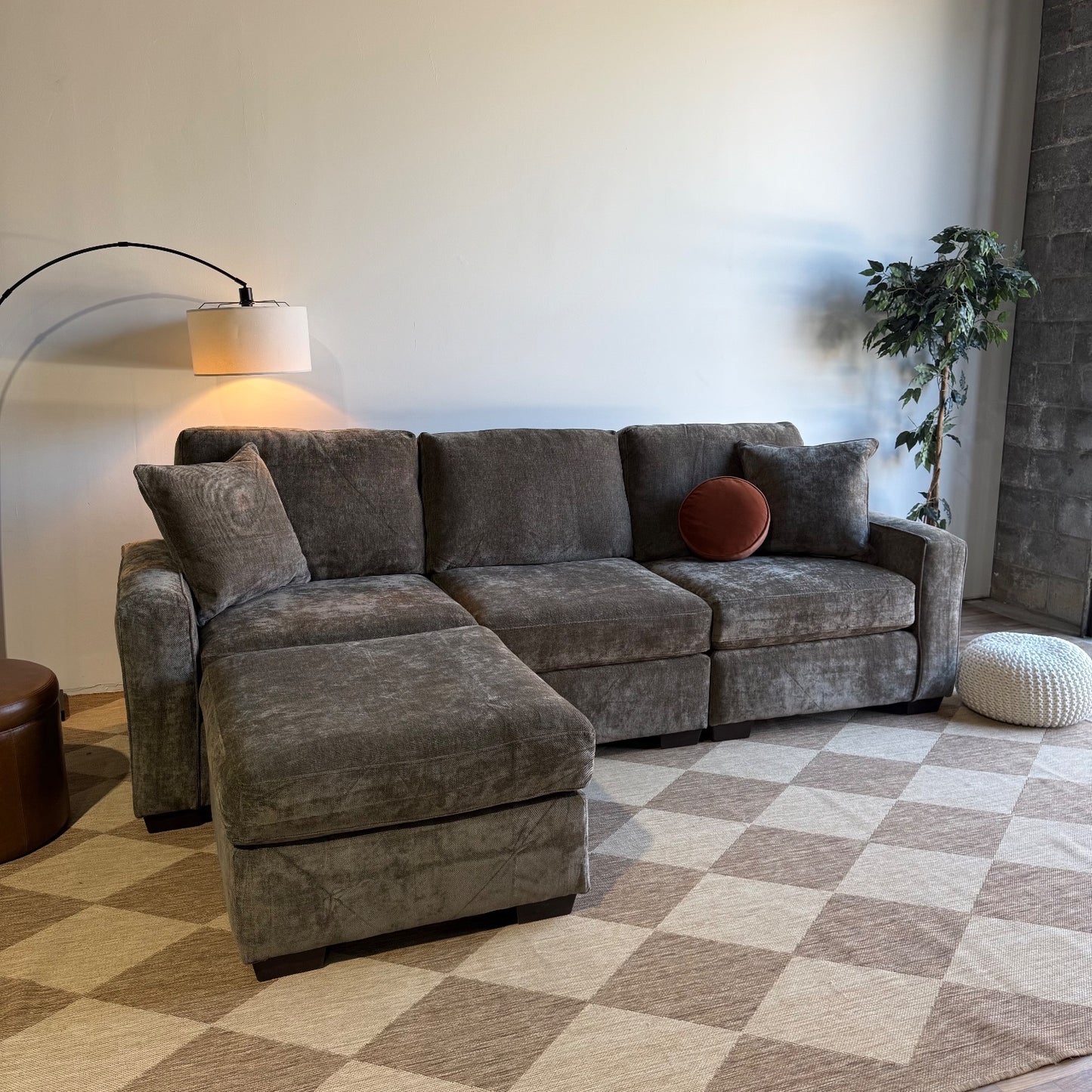 Atlas Modular Sofa w/Ottoman  in Brown Chenille