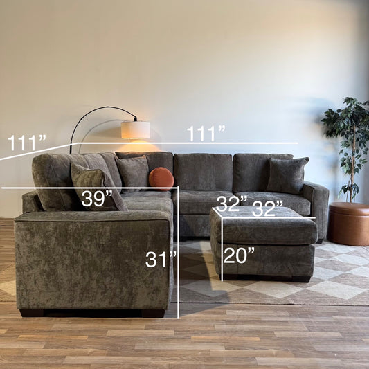 Atlas Modular Corner Sectional w/ Ottoman in Brown Chenille