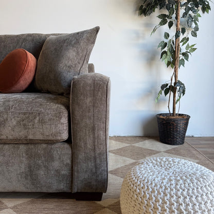 Atlas Modular Loveseat w/Ottoman in Brown Chenille