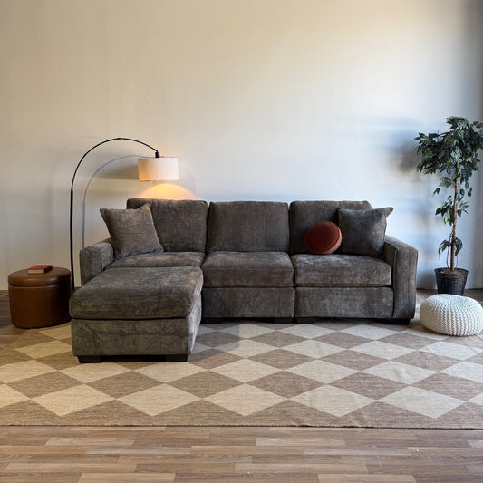 Atlas Modular Sofa w/Ottoman  in Brown Chenille