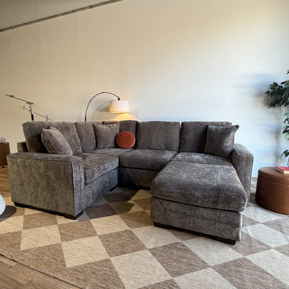 Atlas Modular L-Shape Enclosed w/Ottoman in Brown Chenille