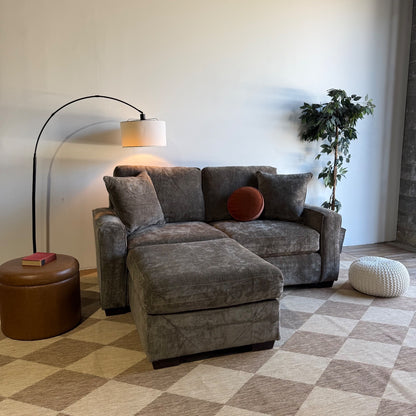 Atlas Modular Loveseat w/Ottoman in Brown Chenille