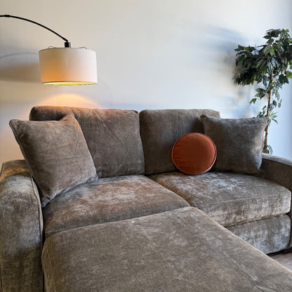 Atlas Modular Loveseat w/Ottoman in Brown Chenille