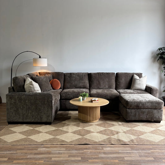 Atlas Modular U-Shape Enclosed Couch in Brown Chenille