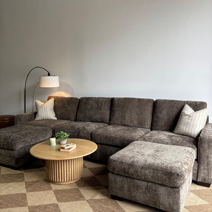 Atlas Modular Double Chaise Couch in Brown Chenille