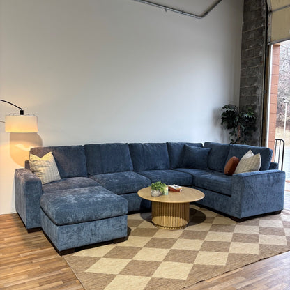 Atlas Modular U Shape-Enclosed Couch in Blue Chenille