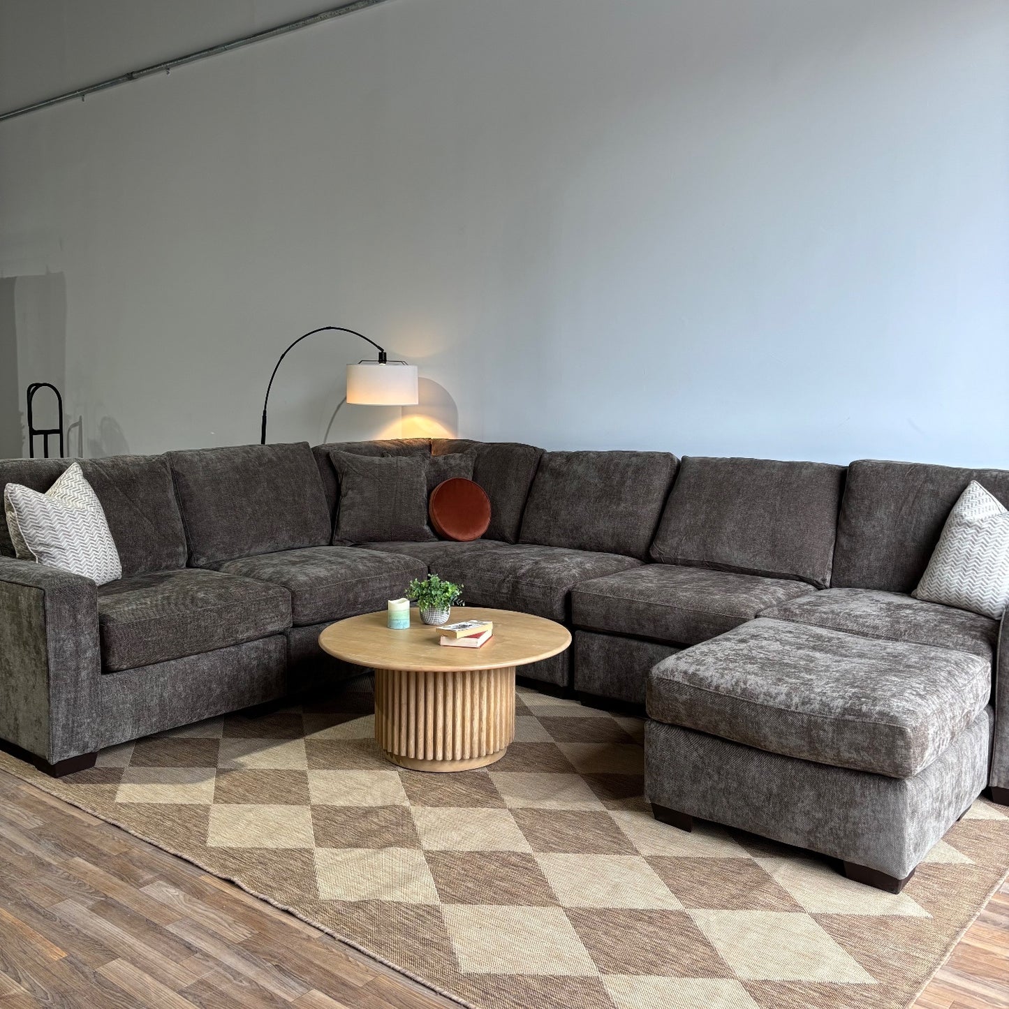 Atlas Modular Grand Corner Couch in Brown Chenille