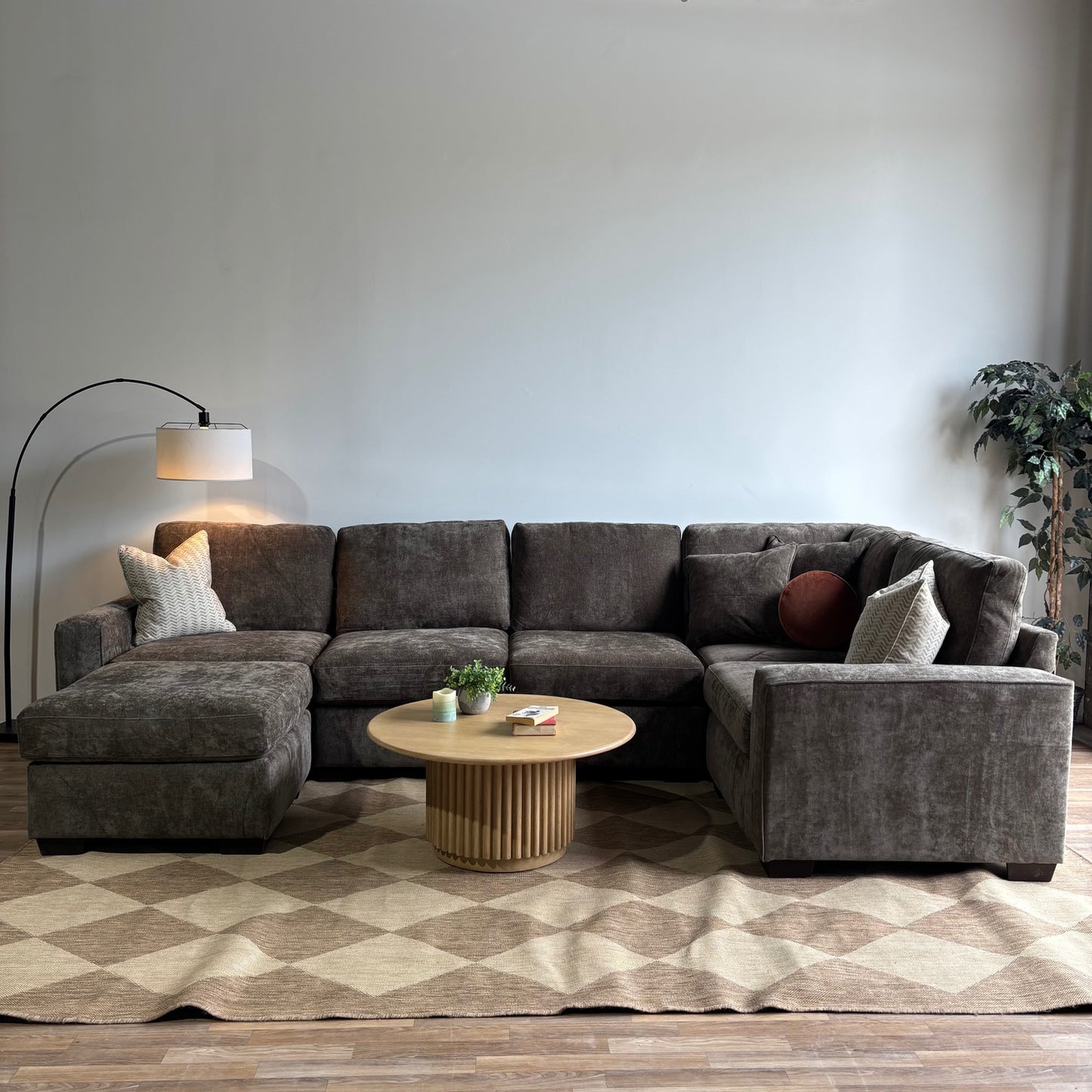 Atlas Modular U-Shape Enclosed Couch in Brown Chenille