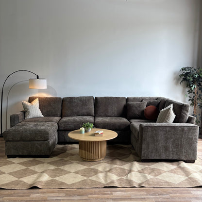 Atlas Modular U-Shape Enclosed Couch in Brown Chenille