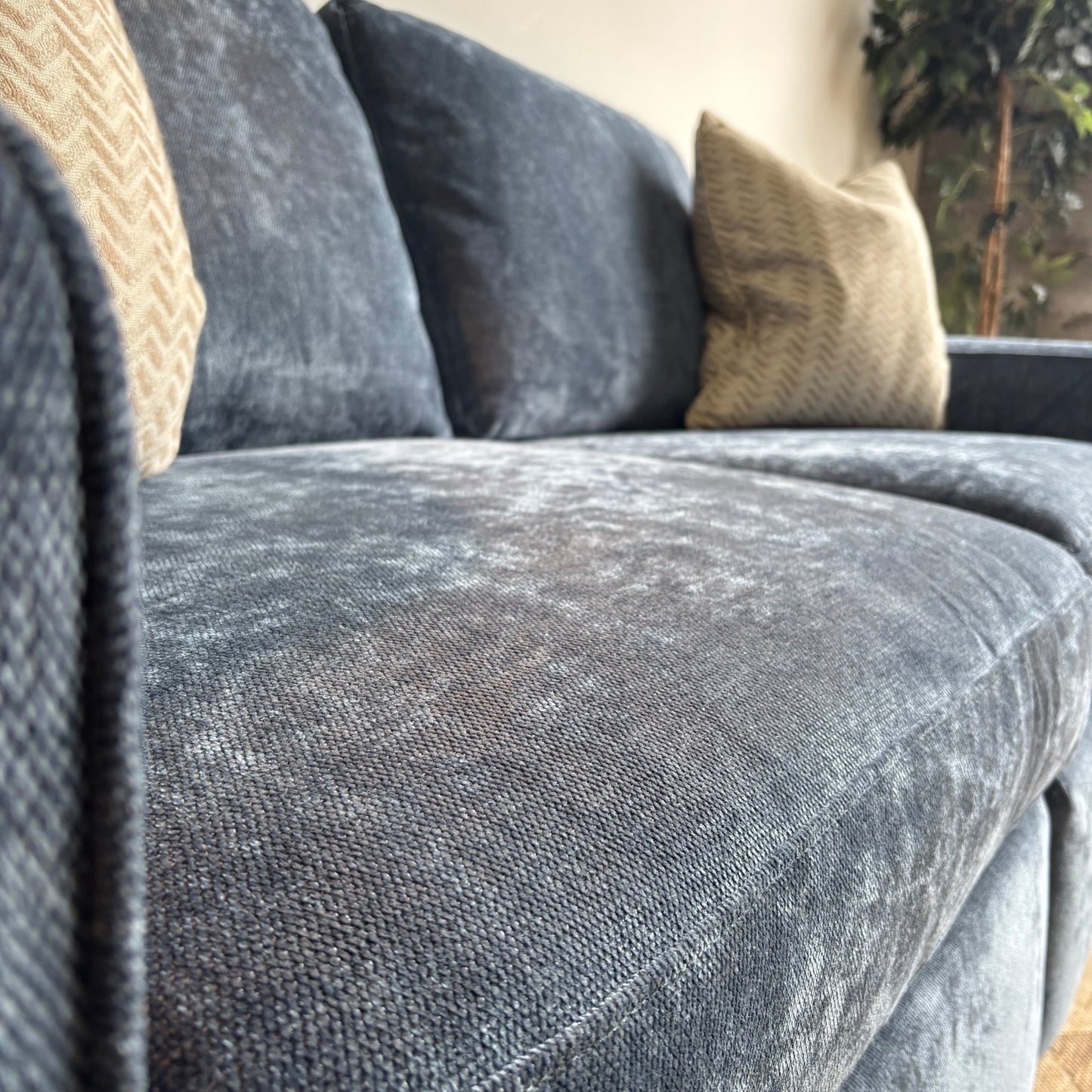 Atlas Modular Sofa and Ottoman Couch in Blue Chenille