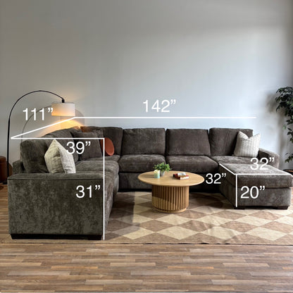 Atlas Modular Grand Corner Couch in Brown Chenille