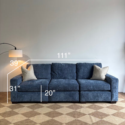 Atlas Modular Sofa in Blue Chenille
