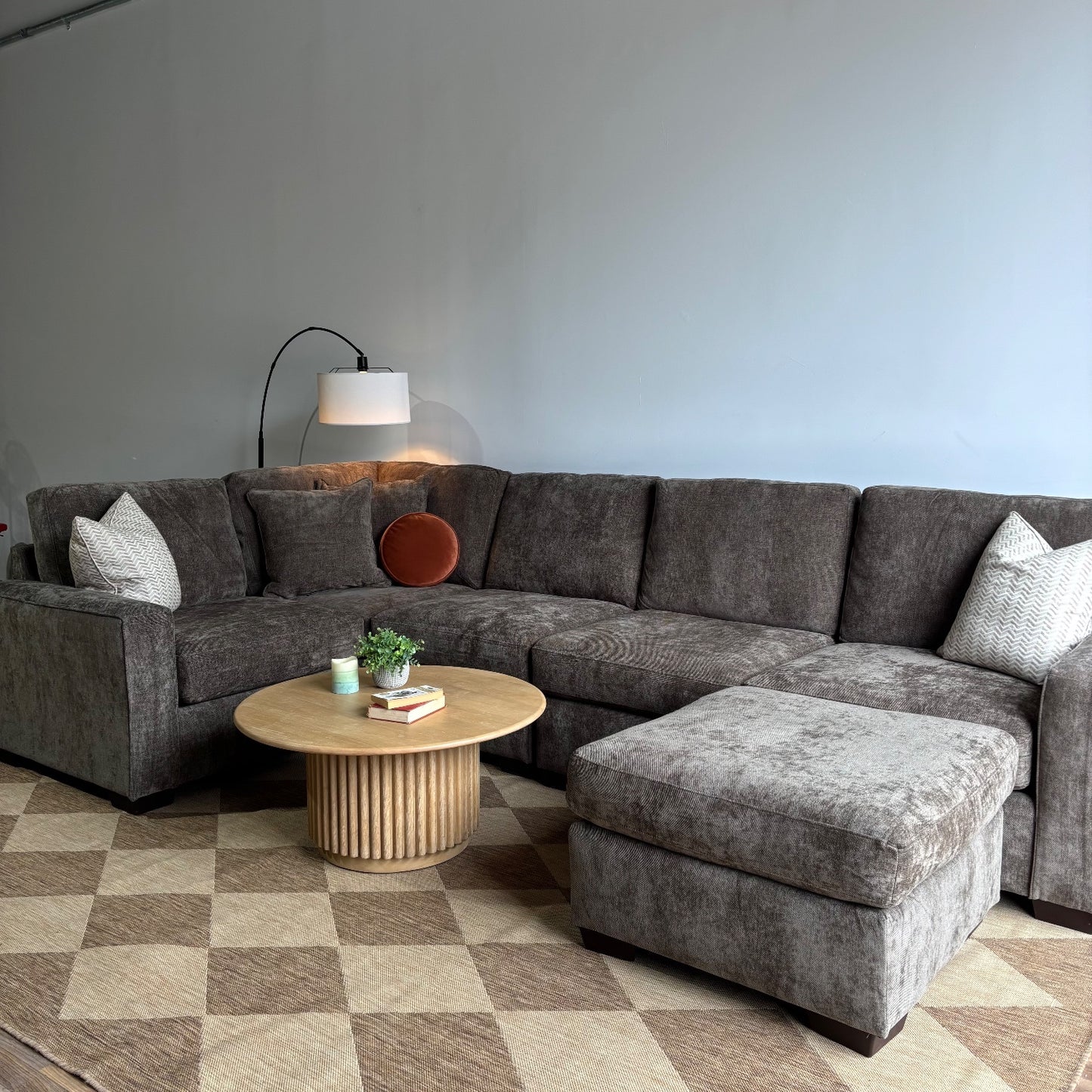 Atlas Modular U-Shape Enclosed Couch in Brown Chenille