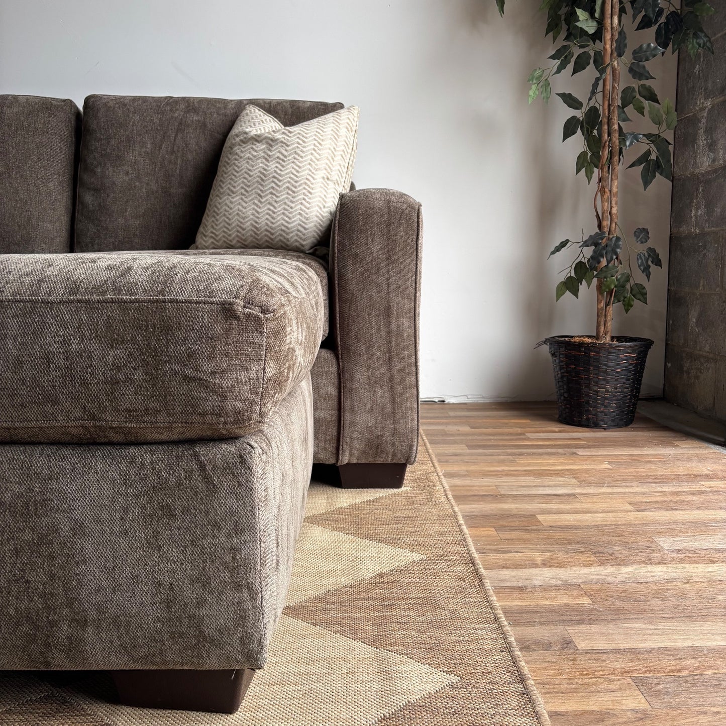 Atlas Modular Double Chaise Couch in Brown Chenille