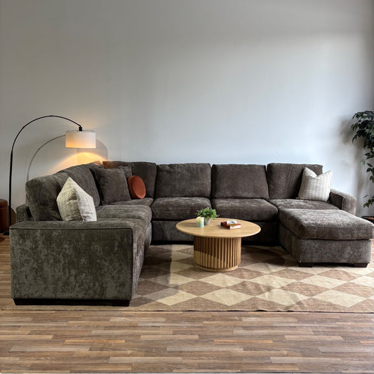 Atlas Modular Grand Corner Couch in Brown Chenille