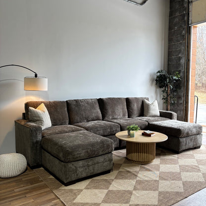 Atlas Modular Double Chaise Couch in Brown Chenille