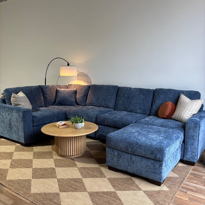 Atlas Modular U Shape-Enclosed Couch in Blue Chenille